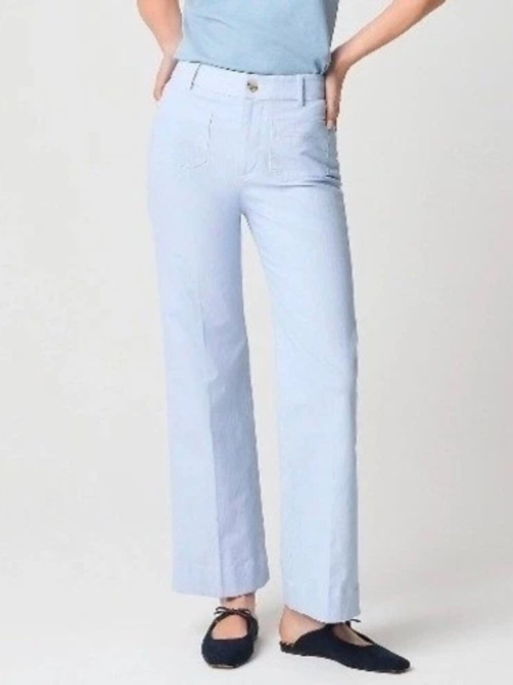 J. Crew Lizzie Light Blue Patch Pocket Wide Leg Pants 27P NWT